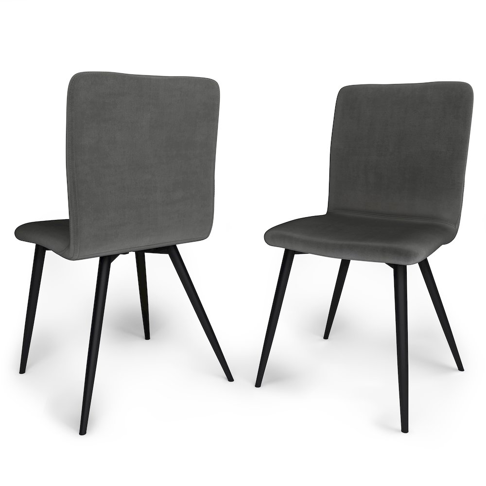 Baylor Dining Chair (Set Of 2) In Dark Grey Velvet Fabric. Picture 1