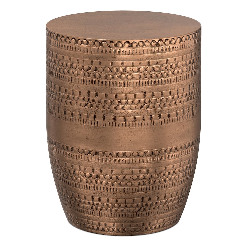 Johnsen Large Metal Accent Table In Antique Copper. Picture 1