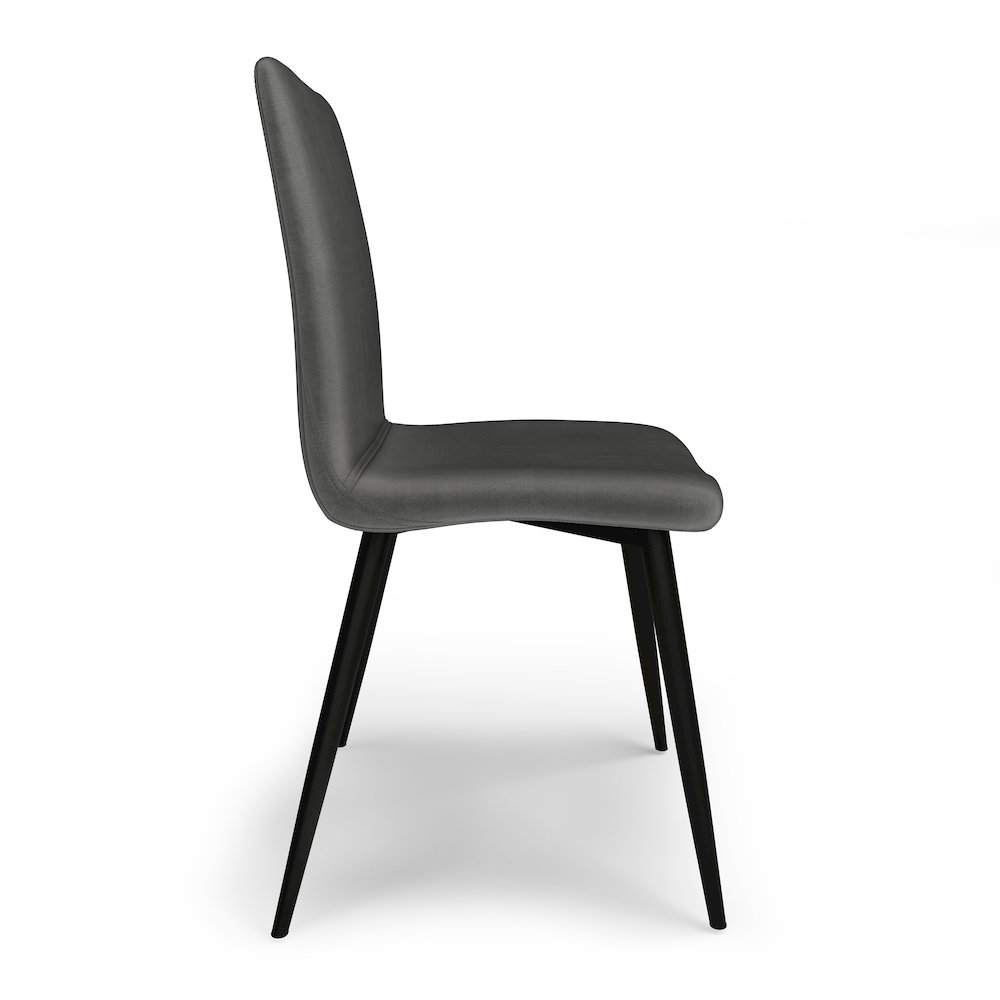 Baylor Dining Chair (Set Of 2) In Dark Grey Velvet Fabric. Picture 3