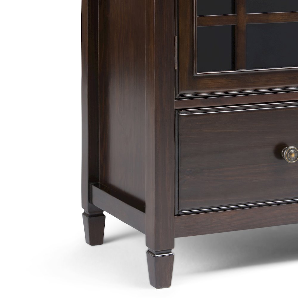 Connaught Solid Wood Tall Storage Cabinet In Dark Chestnut Brown. Picture 4