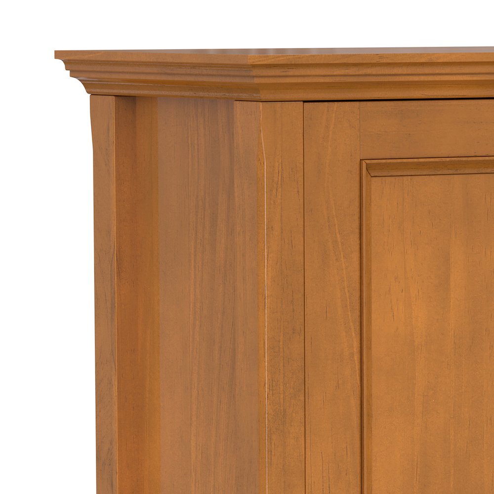 32 inch Wide Solid Wood Transitional Low Storage Cabinet in Light Golden Brown. Picture 2