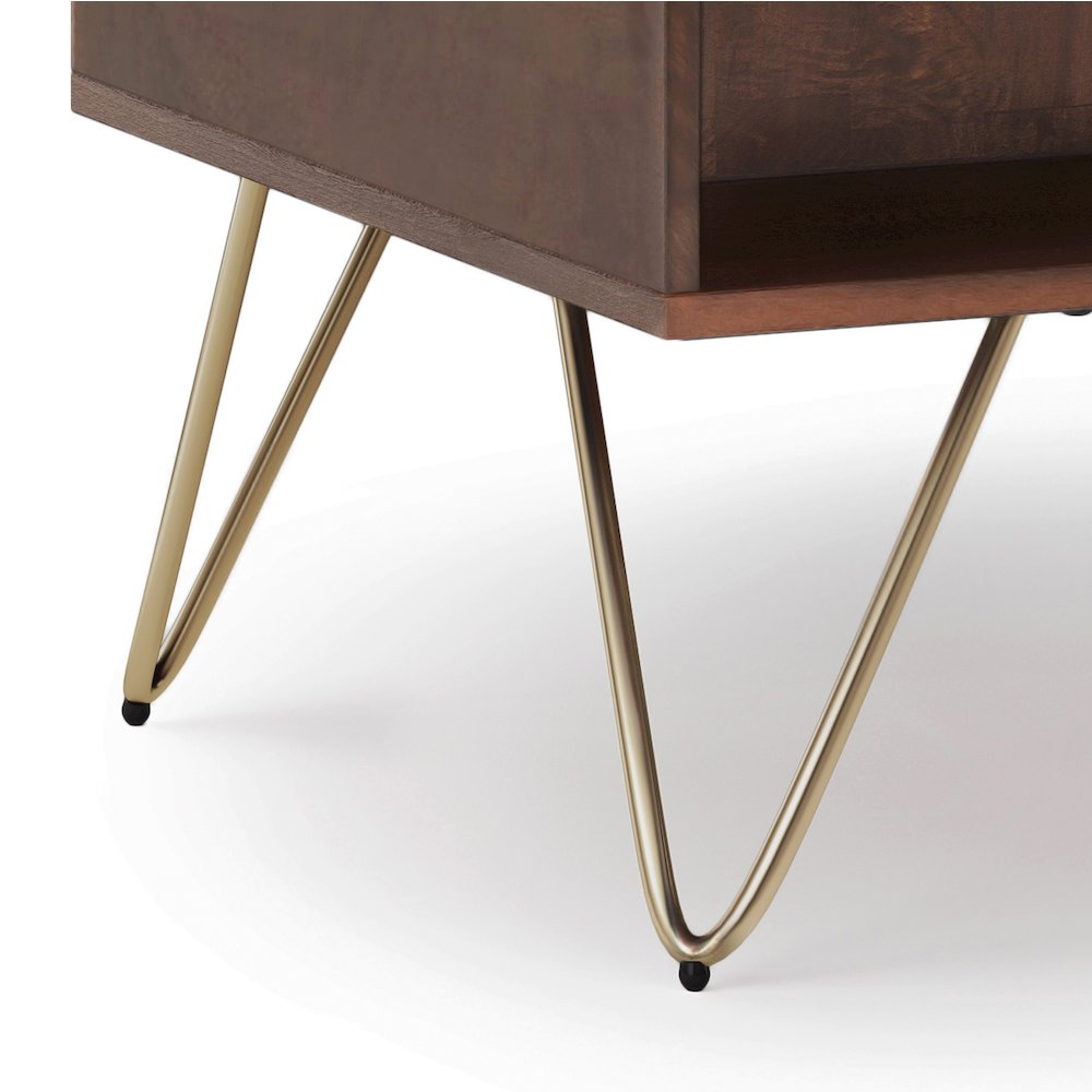 Hunter Solid Mango Wood Small Lift Top Coffee Table In Umber Brown And Gold. Picture 4