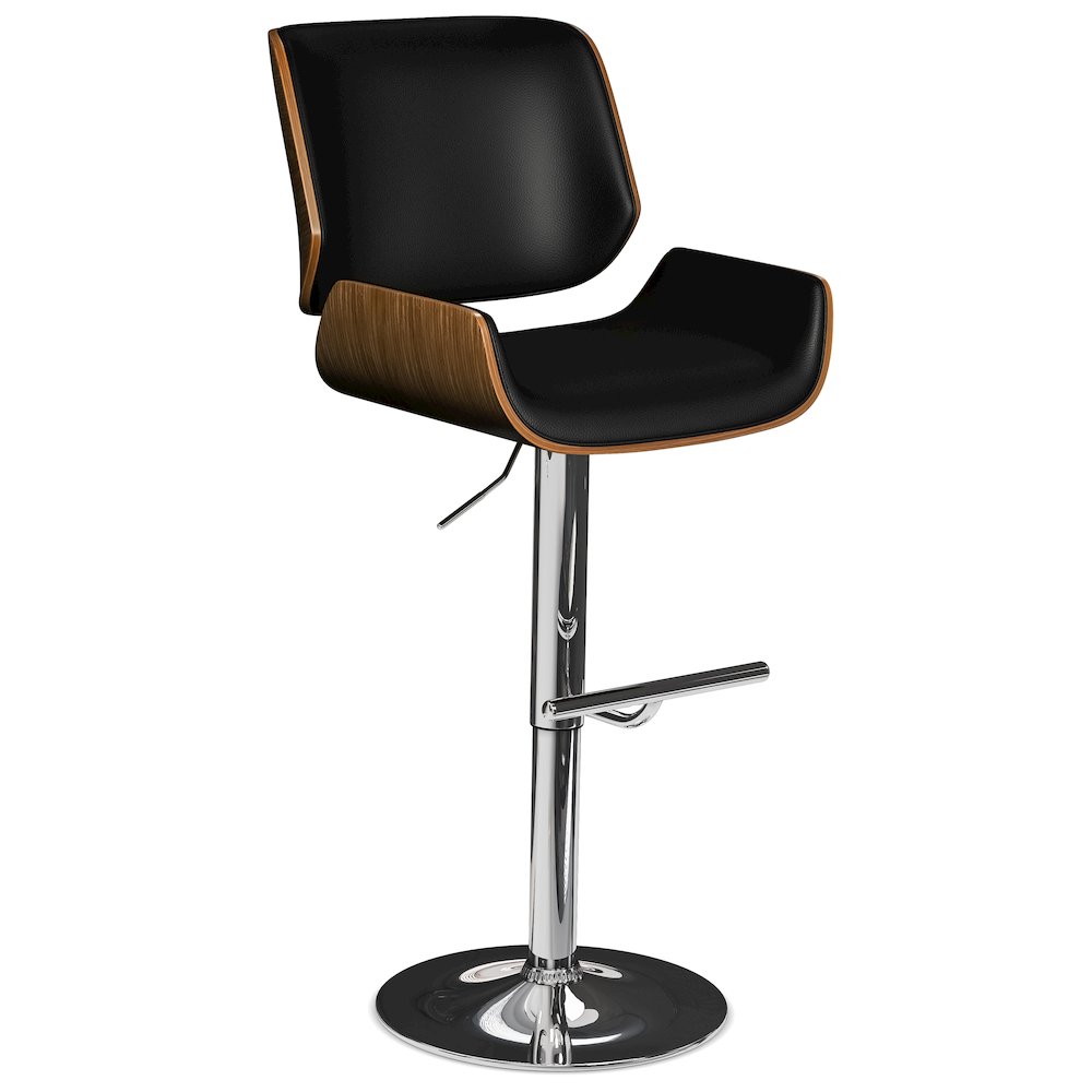 Dixie Adjustable Swivel Bar Stool In Black Vegan Faux Leather. Picture 1