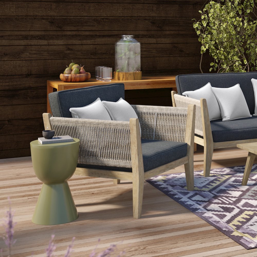 Cayman SOLID ACACIA WOOD Outdoor Conversation Chair in Slate Grey. Picture 9