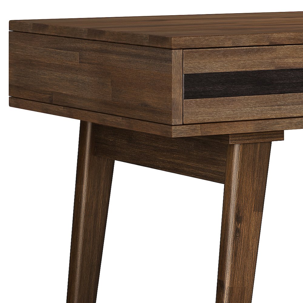 Clarkson Solid Acacia Wood Desk In Rustic Natural Aged Brown. Picture 2