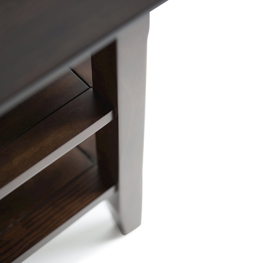 14 inch Solid Wood Transitional Narrow Side Table in Brunette Brown (Set of 2). Picture 3