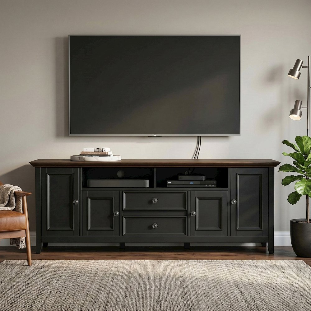 Amherst 72 inch Wide Solid Wood Transitional TV Stand For TVs up to 80 inches. Picture 2