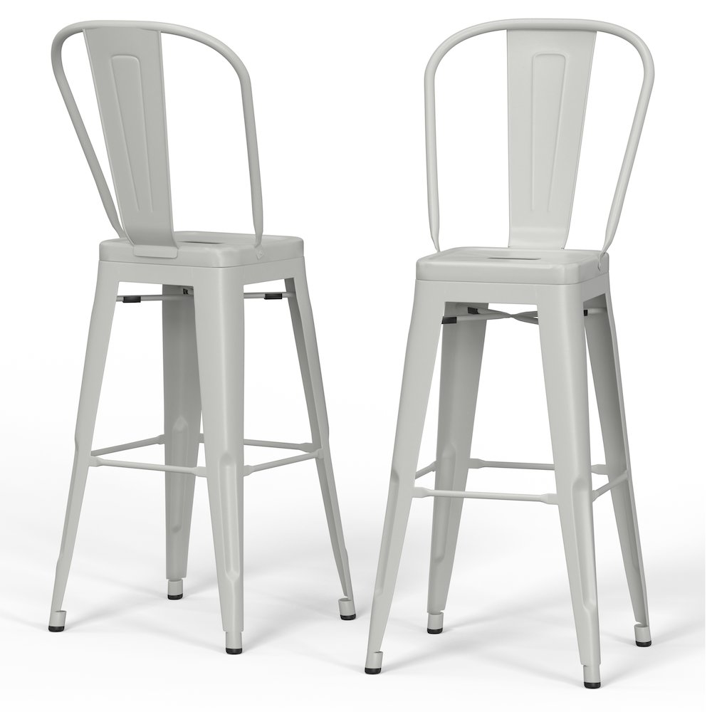 Fletcher 24 Inch Metal Counter Height Stool (Set Of 2) In White. Picture 1