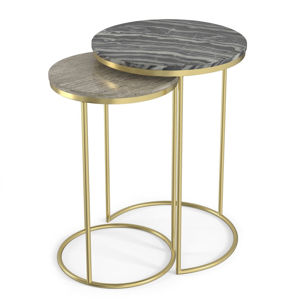 Ashley 2 Pc Nesting Table In Gold. Picture 2