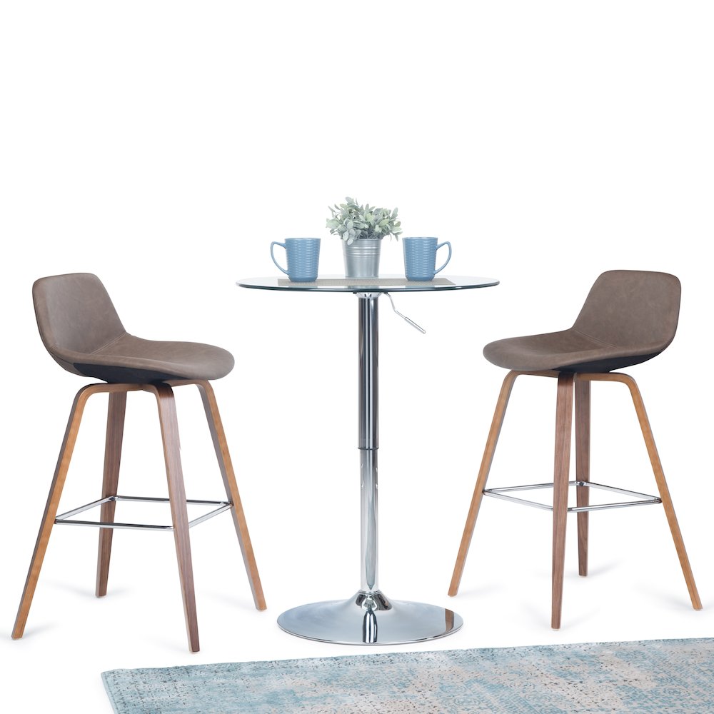 Counter Height Stool (Set Of 2) In Distressed Chocolate Brown Vegan Faux Leather. Picture 5
