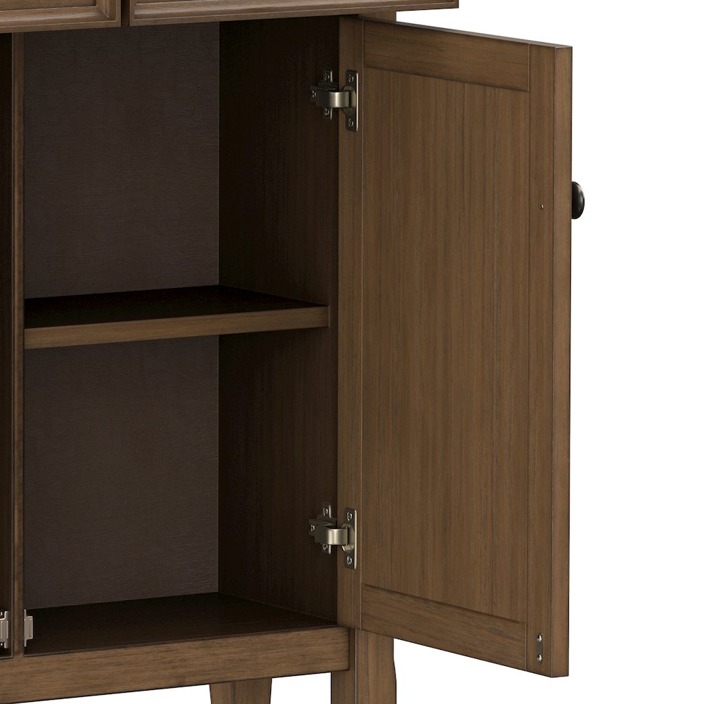 36 inch Wide Solid Wood Entryway Storage Cabinet in Rustic Natural Aged Brown. Picture 4