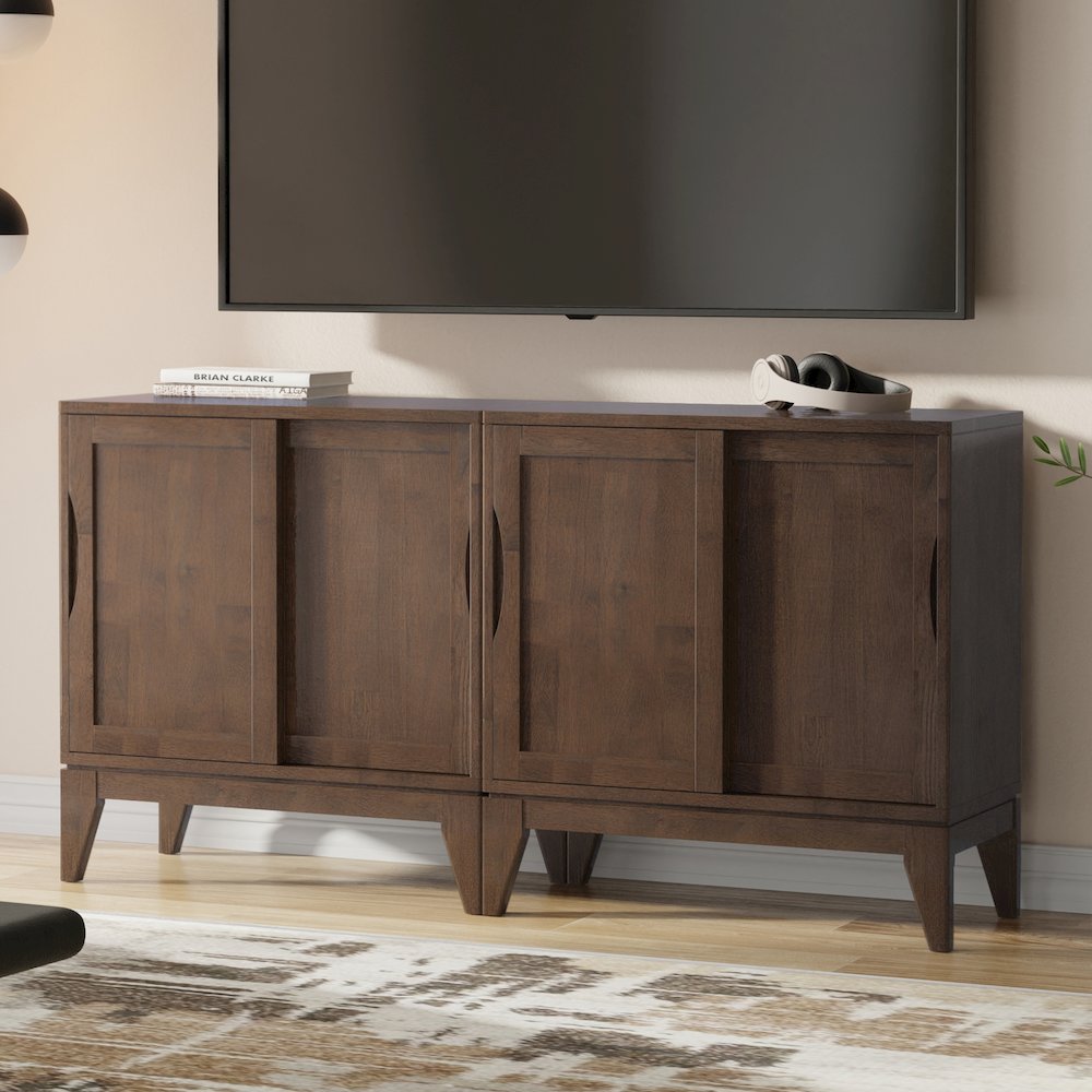 Harper Solid Wood 30 Inch Storage Cabinet In Walnut Brown (Set Of 2). Picture 7