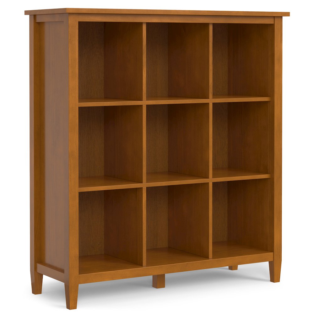 Warm Shaker Solid Wood 9 Cube Storage In Light Golden Brown. Picture 1