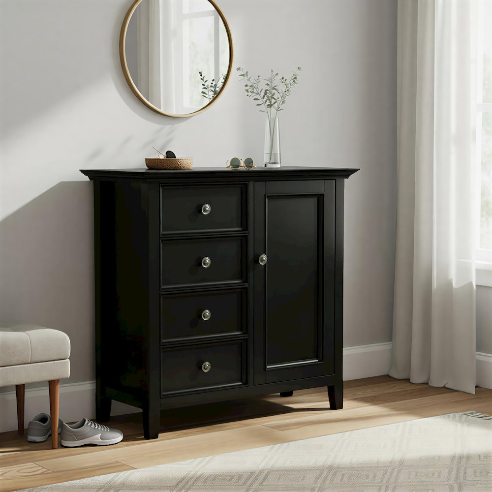 Amherst 37 inch Wide Transitional 4 Drawer Storage Cabinet in Black. Picture 5