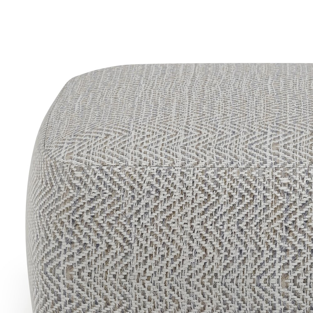 Nate Square Pouf In Patterned Grey Melange Cotton. Picture 4