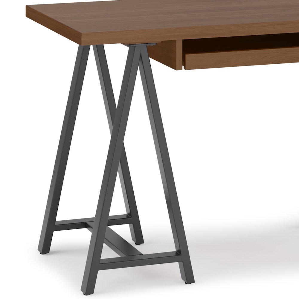 Sawhorse Solid Walnut Veneer and Metal Small Desk. Picture 8