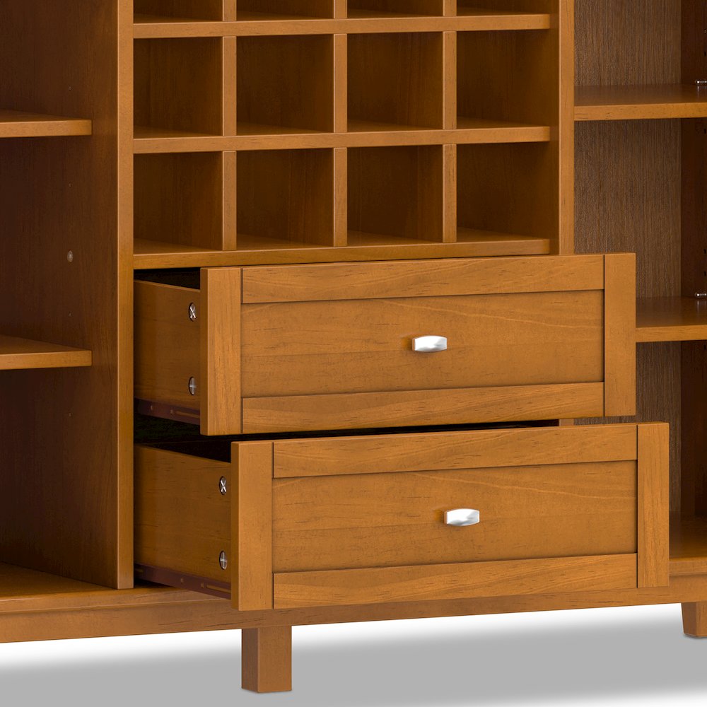 54 inch Wide Transitional Storage Cabinet with Wine Rack in Light Golden Brown. Picture 5