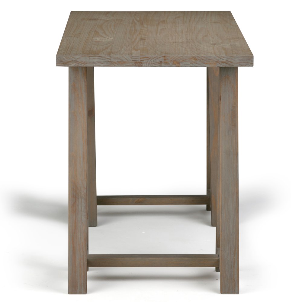 Solid Wood Modern Industrial 56 Inch Wide Writing Desk In Distressed Grey. Picture 5