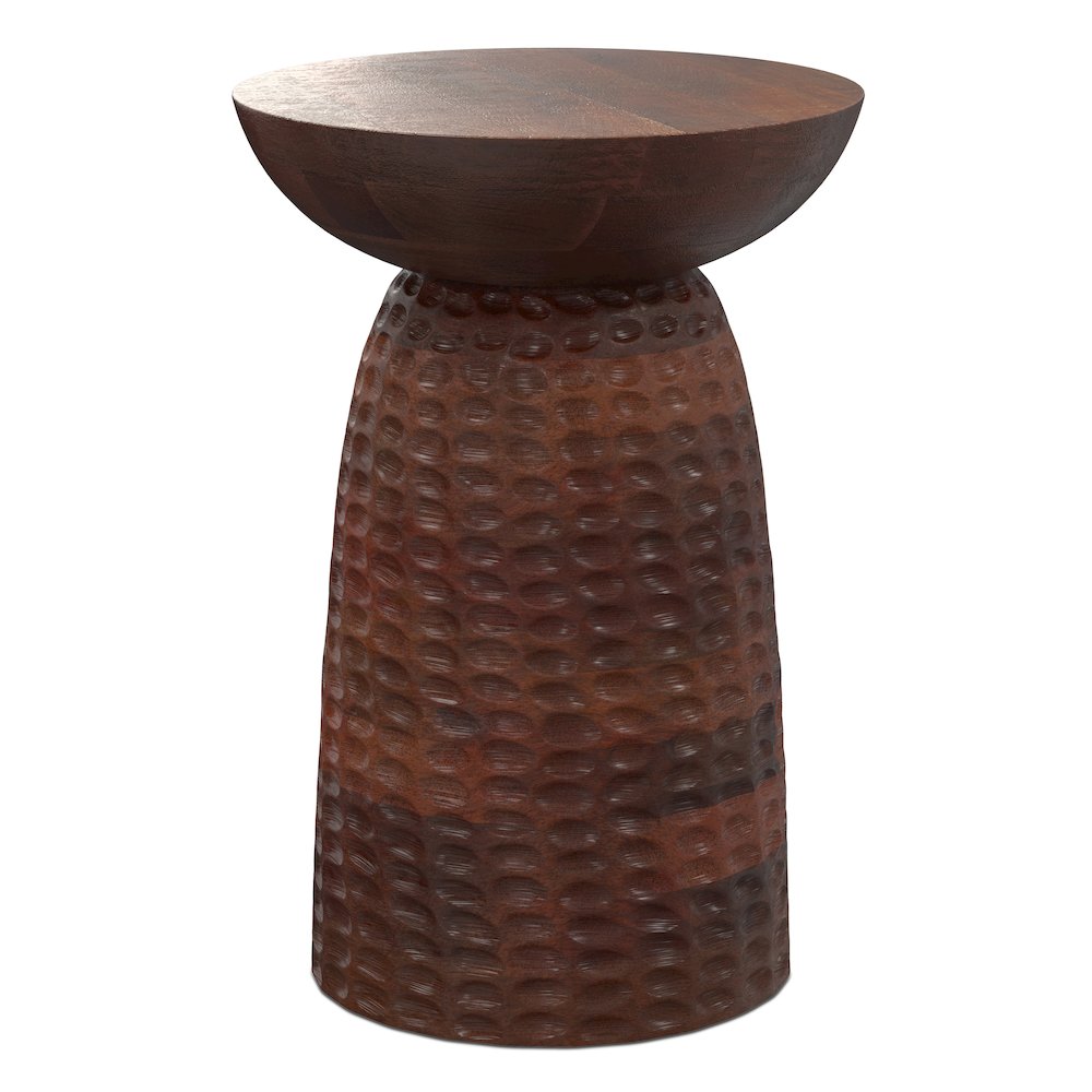 Boyd 16 inch Wide Solid Mango Contemporary Tall Accent Table in Warm Dark Brown. Picture 1