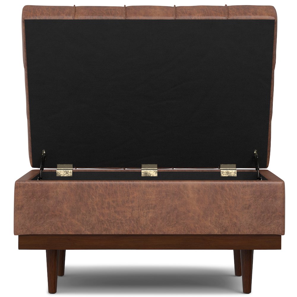 Mariah Coffee Table Storage Ottoman in Distressed Saddle Brown. Picture 7