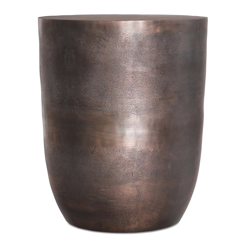 16.5 inch Wide Metal Accent Table in Antique Copper Cast Aluminum, Assembled. Picture 2