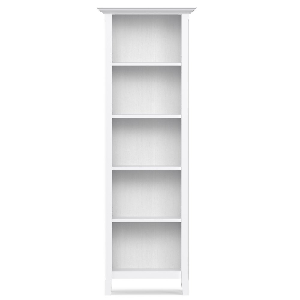 72"W TV Stand with Two 24"W 5 Shelf Bookcases in White (Set of 3). Picture 4