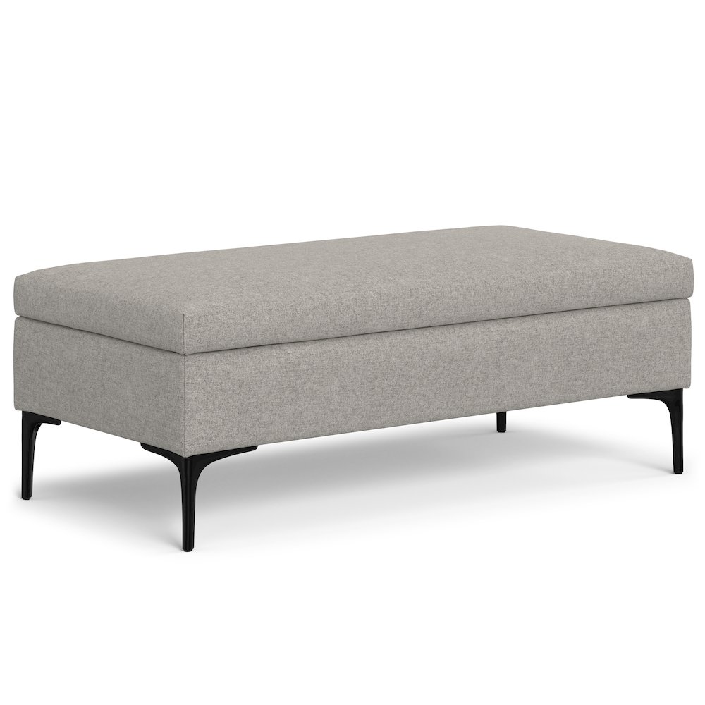 Large Coffee Table Storage Ottoman with Lift up Lid in Cloud Grey Polyester. Picture 1