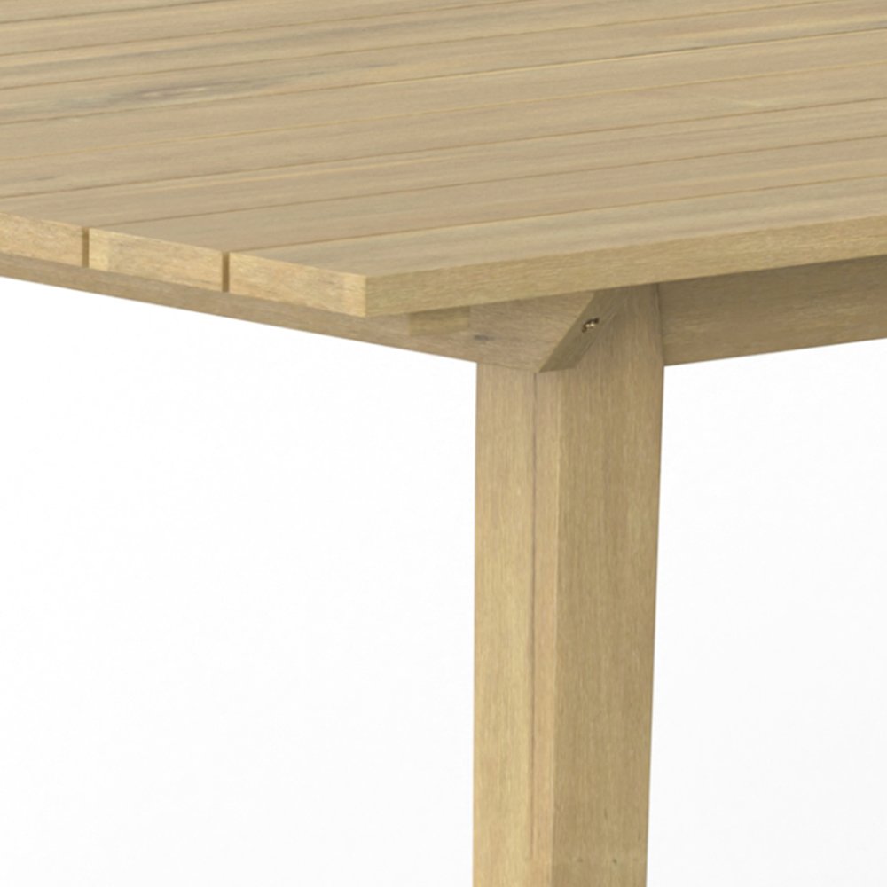 Kona Solid Acacia Wood Outdoor Dining Table In Light Teak. Picture 4