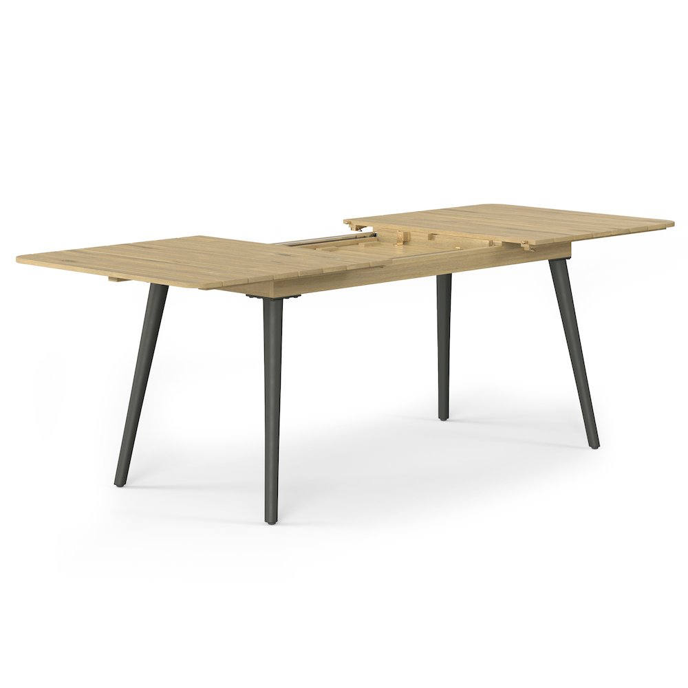 Beachside Solid Acacia Wood Outdoor Extendable Dining Table In Light Teak. Picture 3