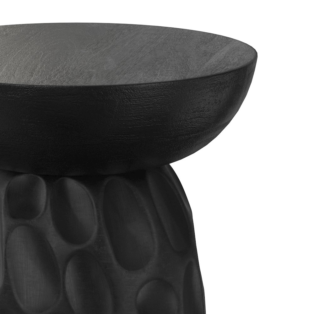 Boyd 13 inch Wide Solid Mango Contemporary V-Chisel Accent Table in Black. Picture 7