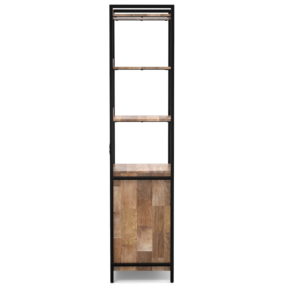 Kelsey SOLID MANGO WOOD Narrow Bookshelf with Cabinet in Natural. Picture 3