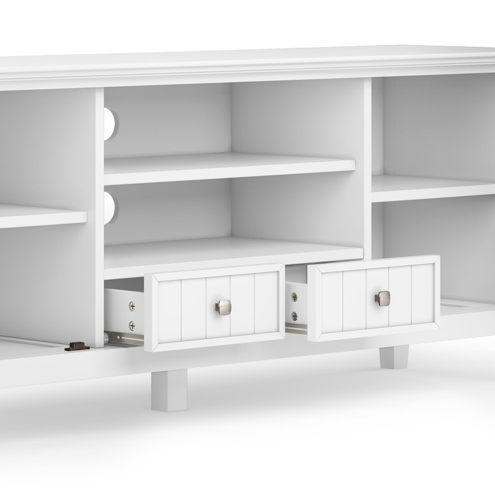 Acadian Solid Wood 60 Inch Tv Media Stand In White For Tvs Up To 65 Inches. Picture 3