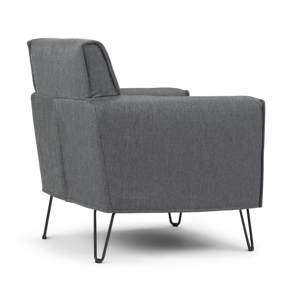 Warren Accent Chair with Hairpin Legs in Slate Grey Woven Fabric. Picture 3