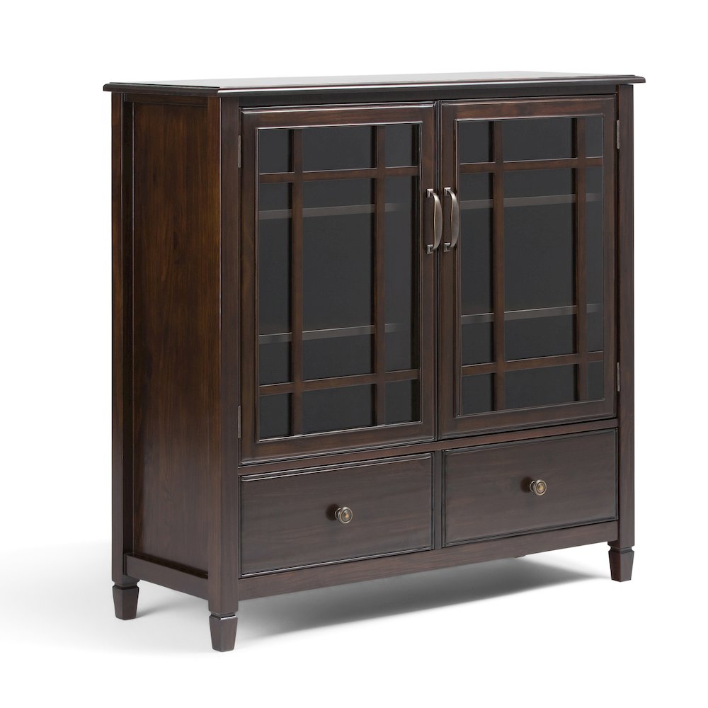 Connaught Solid Wood Tall Storage Cabinet In Dark Chestnut Brown. Picture 1