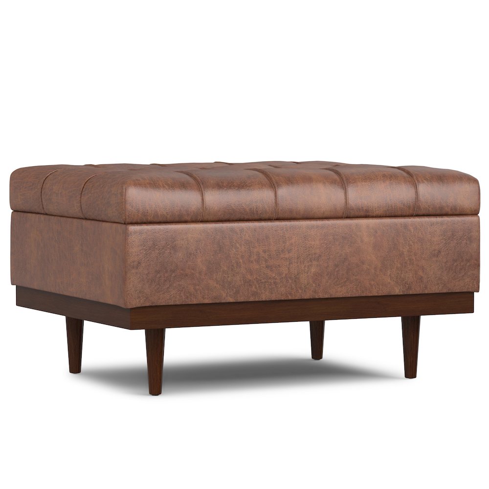 Mariah Coffee Table Storage Ottoman in Distressed Saddle Brown. Picture 1