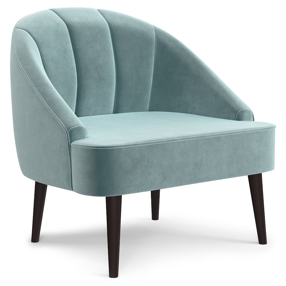 Harrah Accent Chair In Seafoam Blue Velvet Fabric. Picture 1