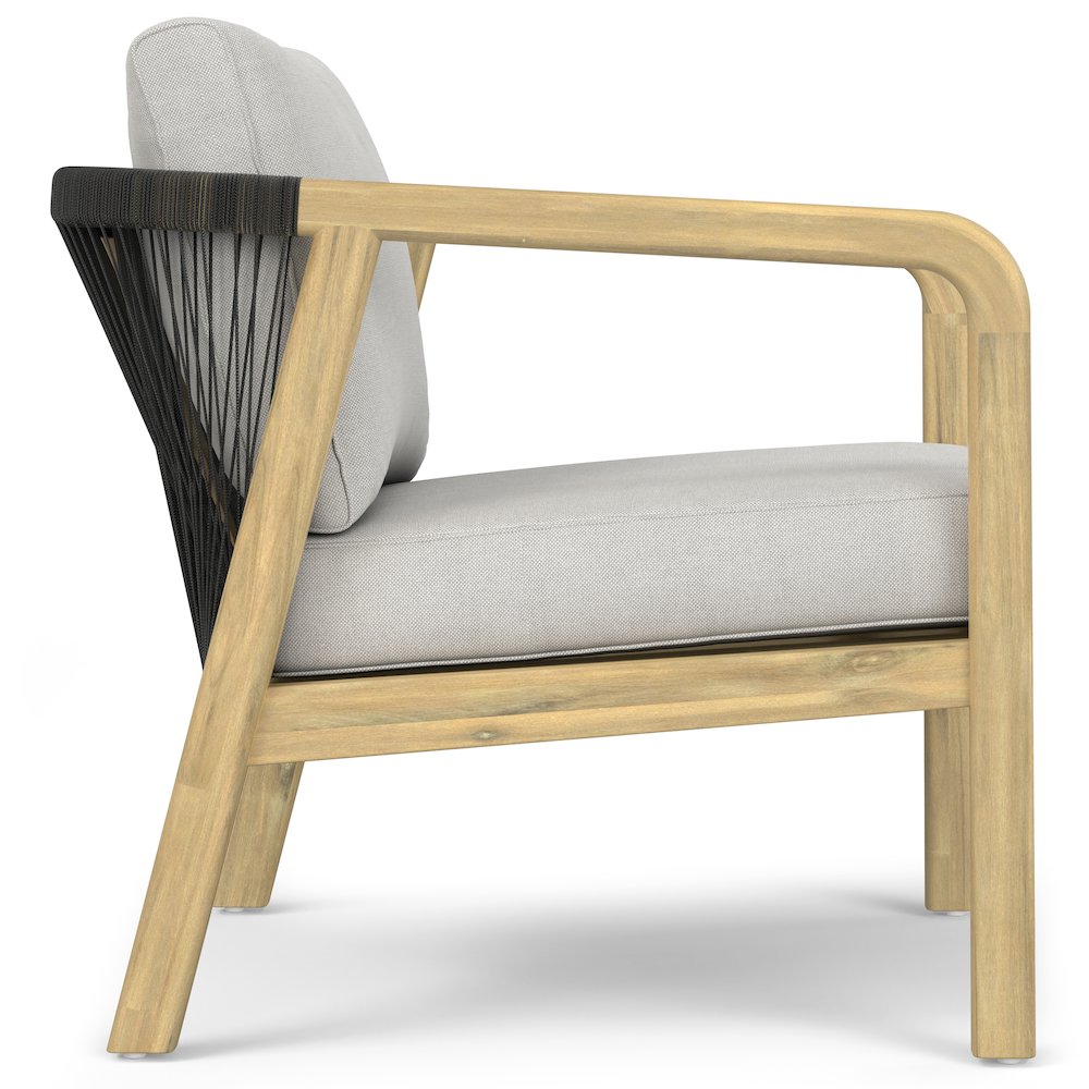 Palmetto Solid Acacia Wood Outdoor Conversation Chair (Set Of 2) In Stone Grey. Picture 2