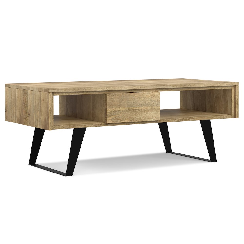 Lowry Solid Mango Wood Coffee Table In Natural. Picture 1
