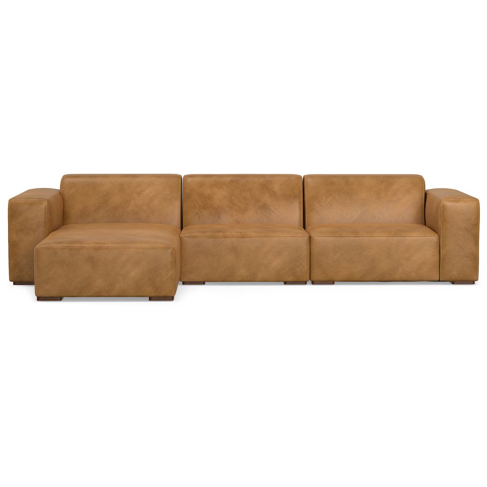 Rex Left-Facing Modular Sectional Sofa In Genuine Leather. Picture 1
