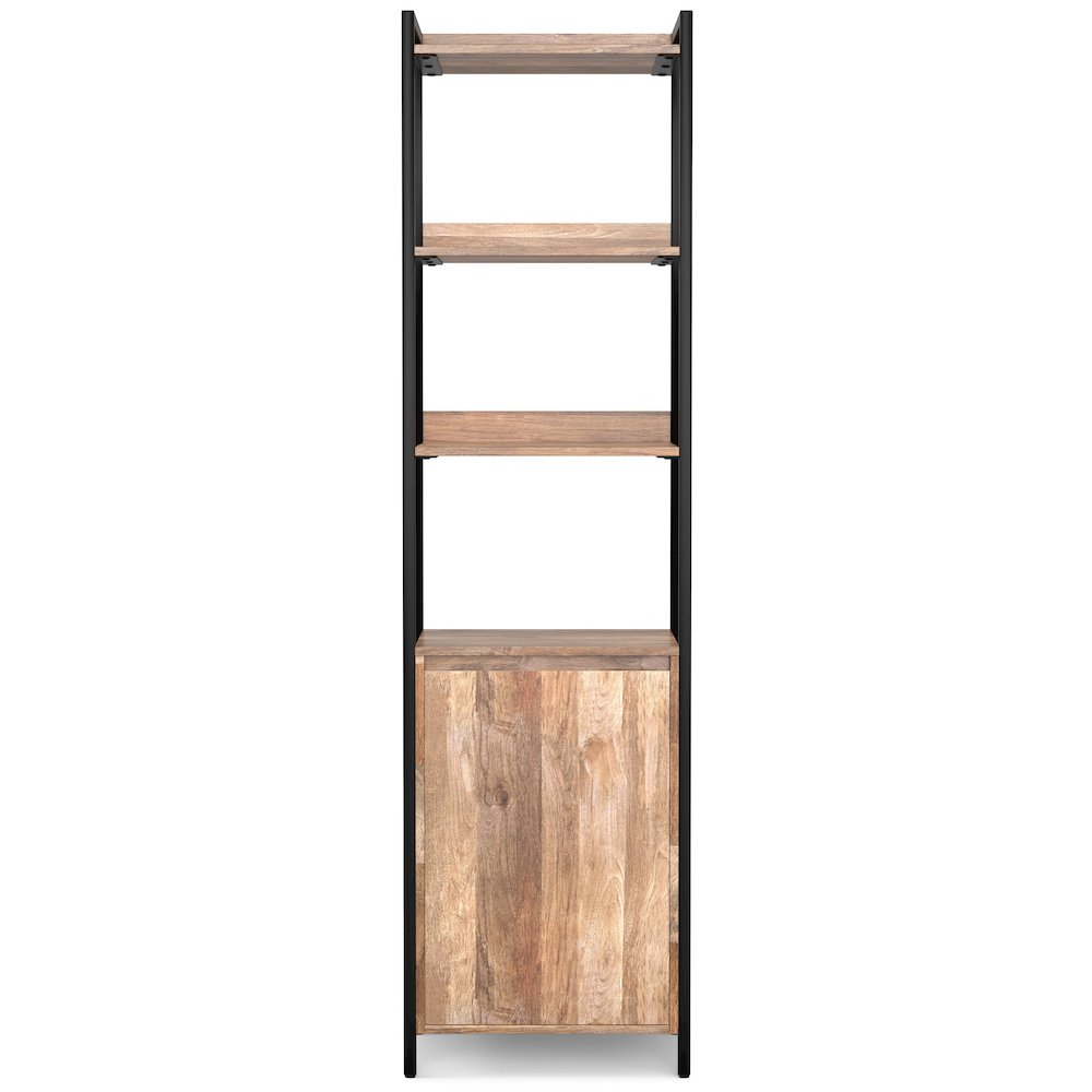 Kelsey SOLID MANGO WOOD Narrow Bookshelf with Cabinet in Natural. Picture 4