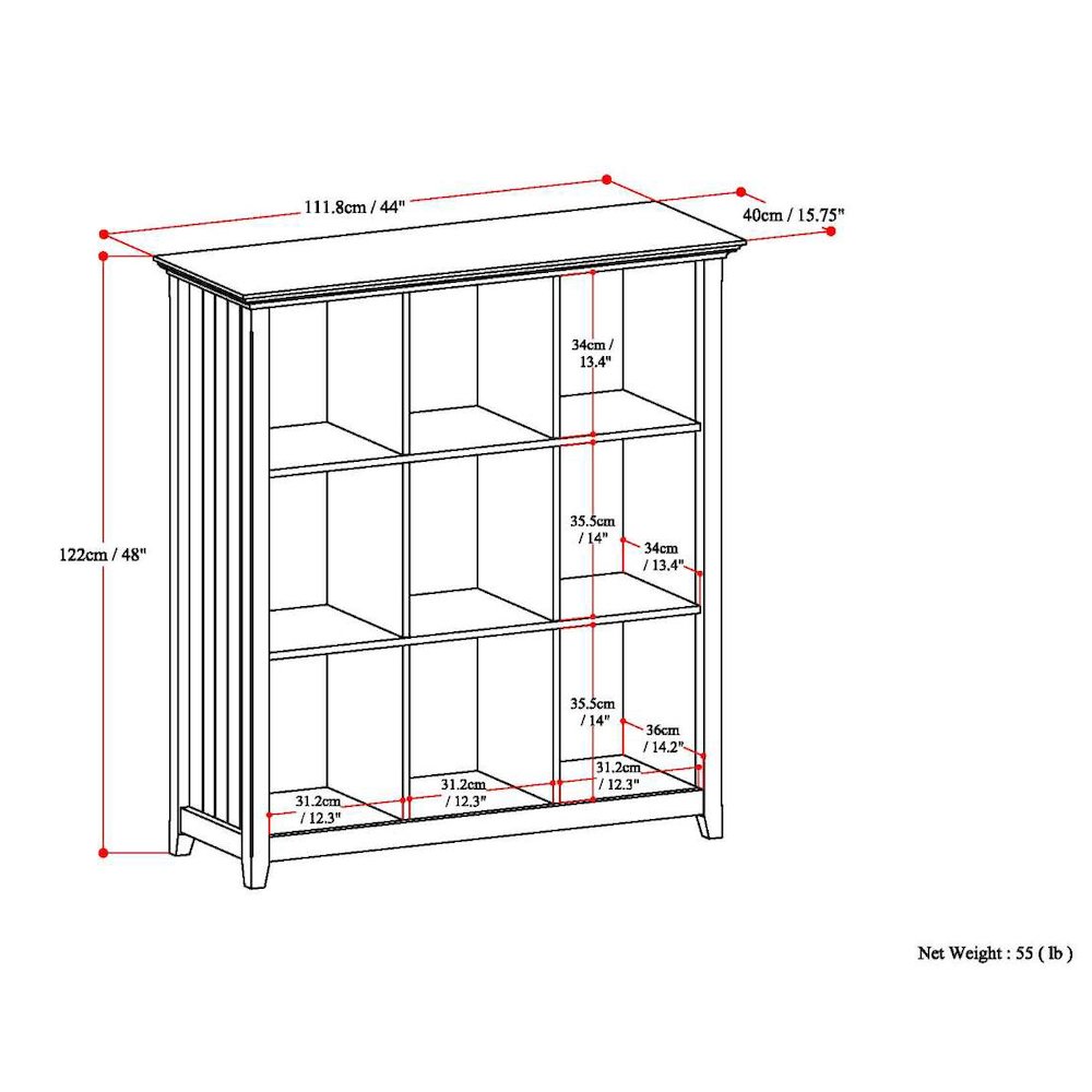 Acadian Solid Wood 9 Cube Bookcase And Storage Unit In Black. Picture 6