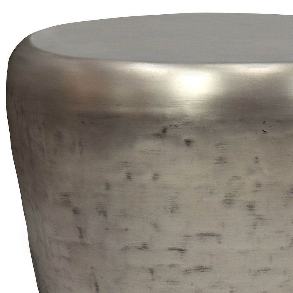 Garvy Metal Side Table In Antique Silver. Picture 4