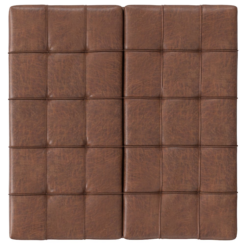 Laura Mid Century Lift Top Storage Ottoman in Distressed Saddle Brown. Picture 5