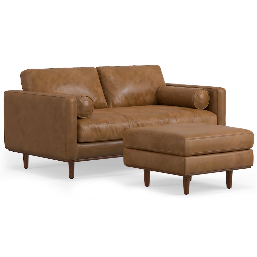 Morrison 72-Inch Sofa And Ottoman Set In Genuine Leather. Picture 1