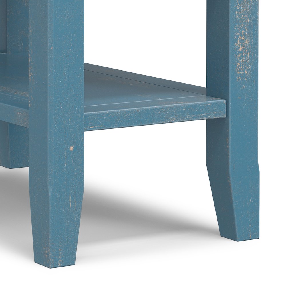 14 Wide Solid Wood Transitional Narrow Side Table in Distressed Coastal Blue. Picture 4