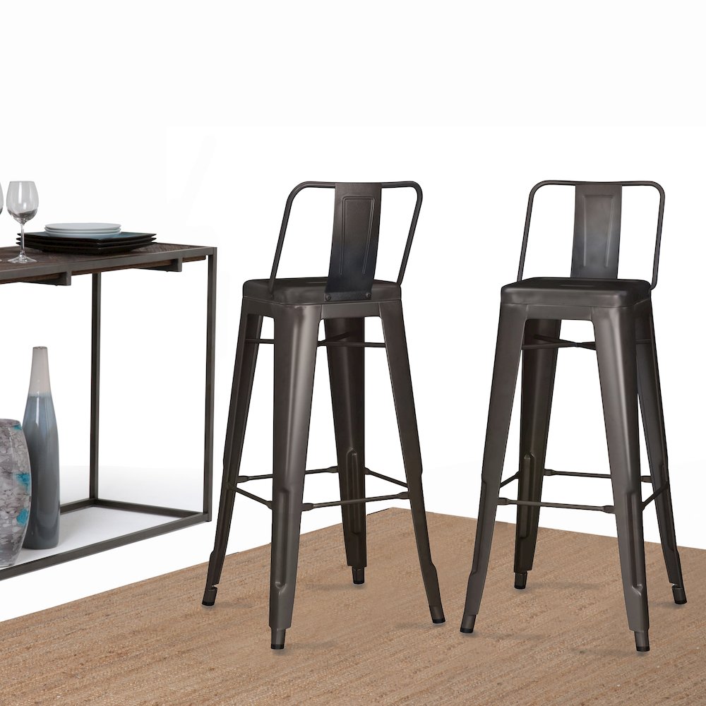Rayne 30 Inch Metal Bar Stool (Set Of 2) In Gun Metal Grey. Picture 5