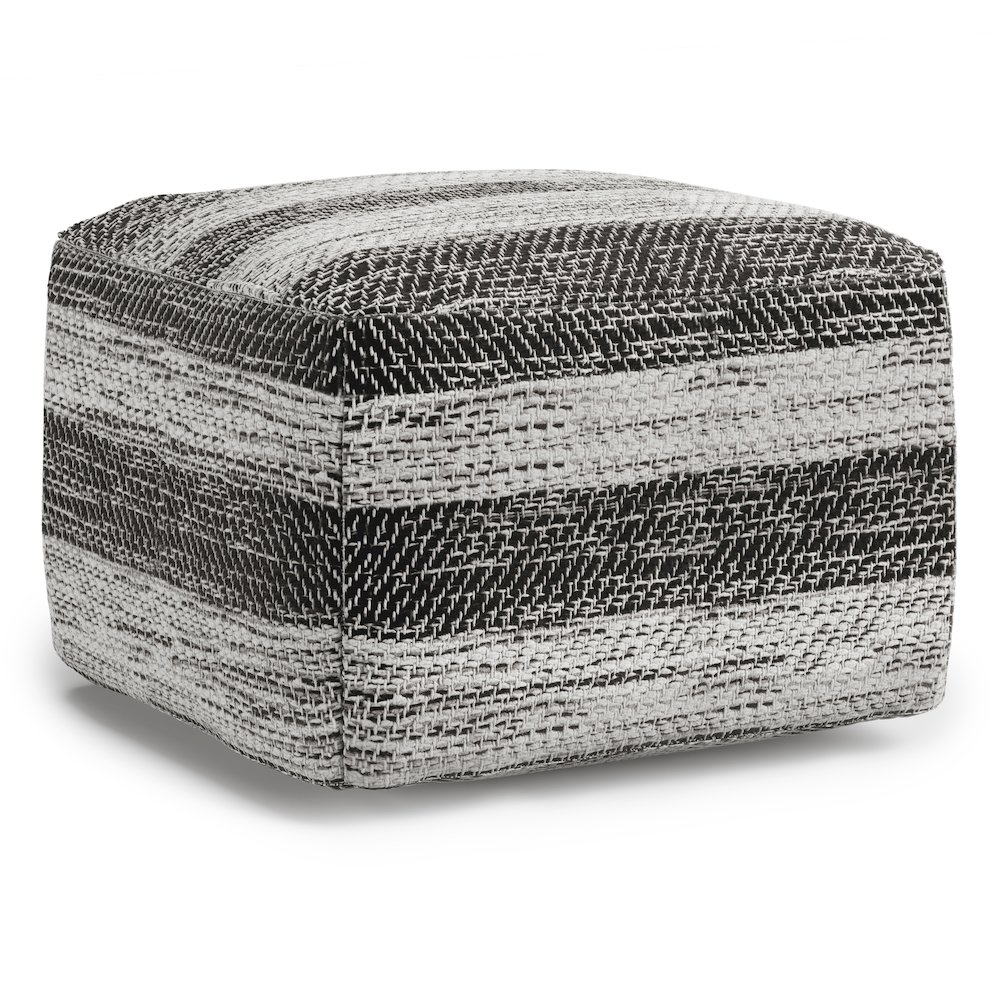 Clay Square Pouf In Grey Melange Cotton. Picture 1