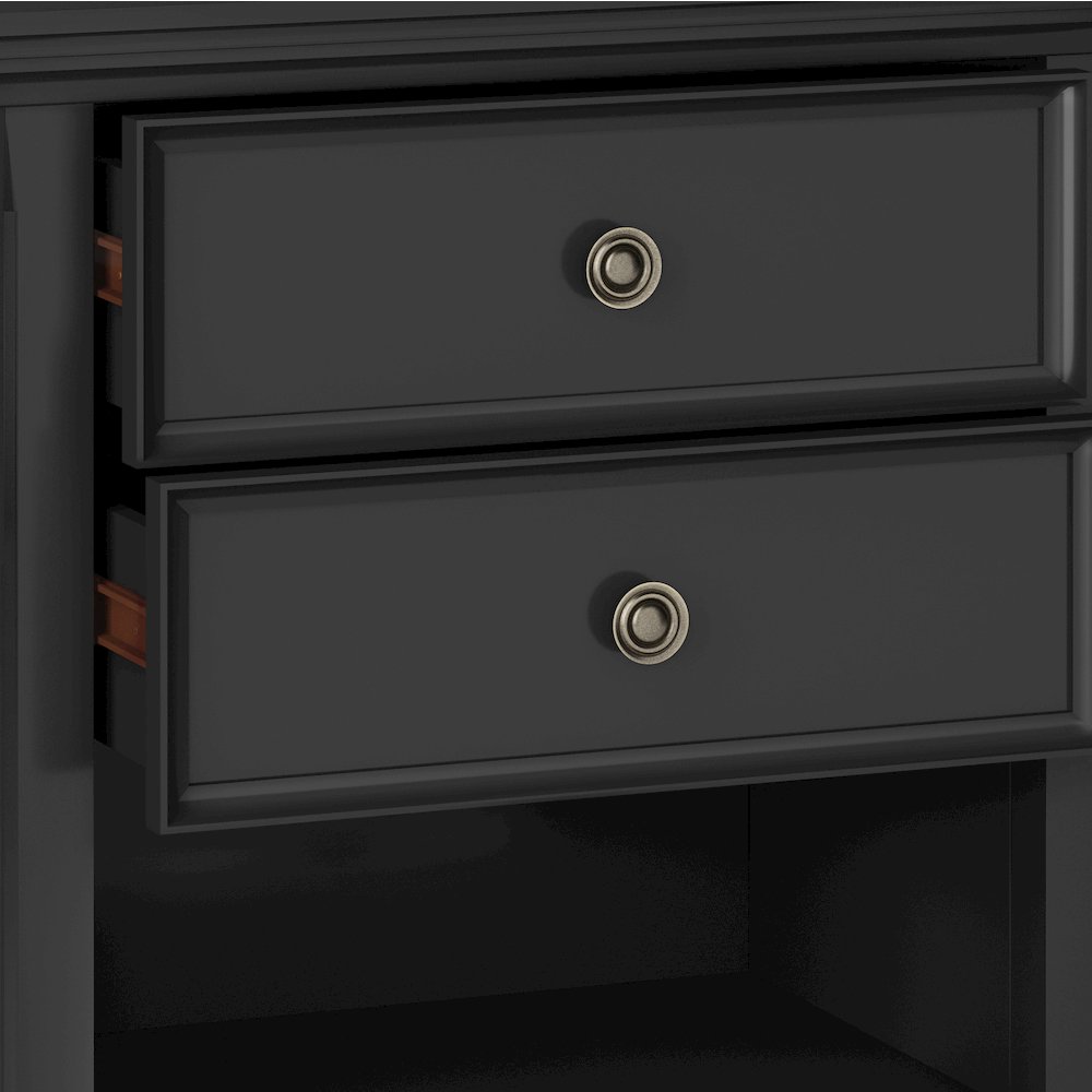 Amherst 24 inch Solid Wood Traditional Bedside Table in Black (Set of 2). Picture 5