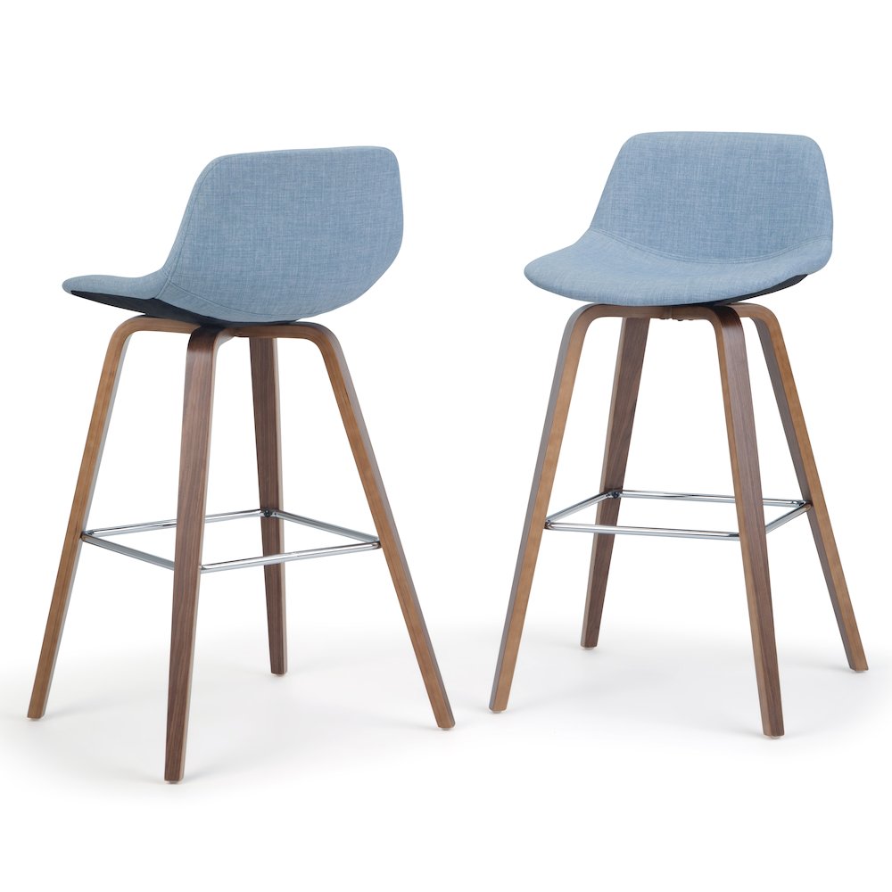 Counter Height Stool (Set Of 2) In Denim Grey Linen Look Fabric. Picture 1