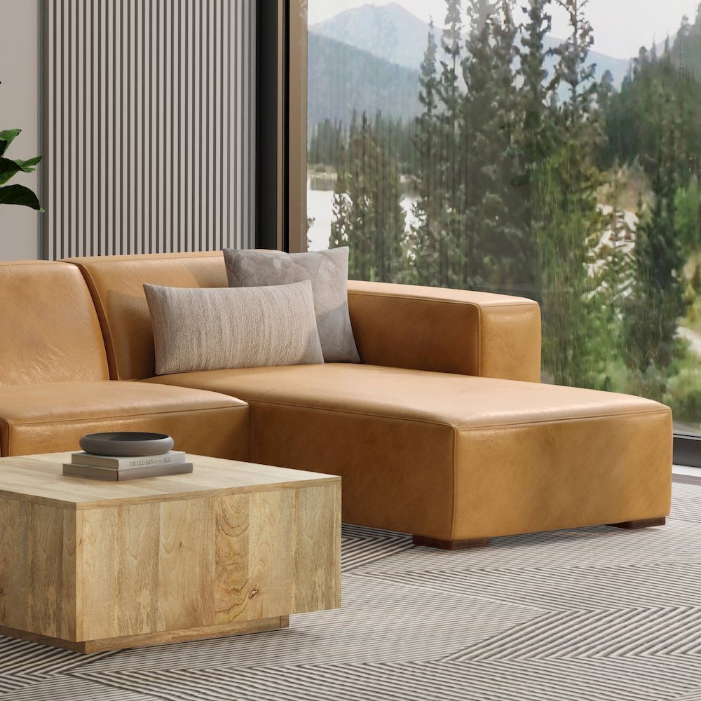 Rex Right Chaise Sofa Module In Genuine Leather. Picture 5